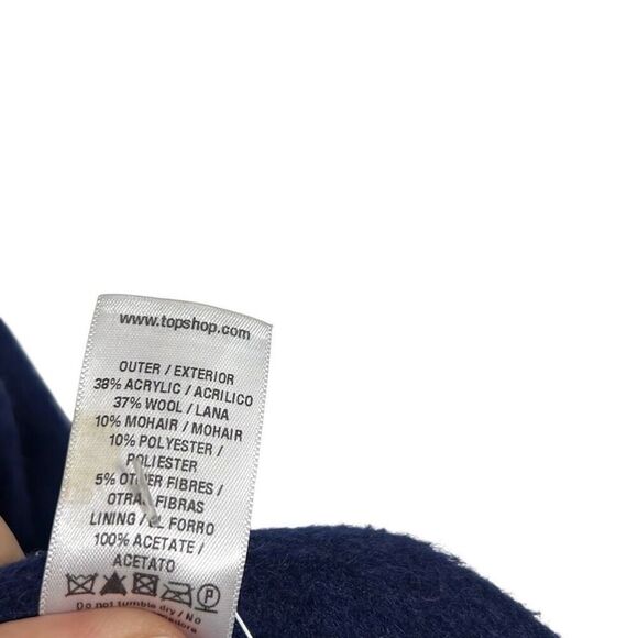 TopShop Slouchy Wool Mohair Blend Wrap Tie Waist Coat Jacket Navy Blue Size 6 - Picture 5 of 7